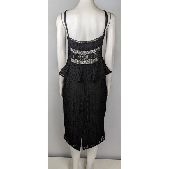 Marciano Guess Women's Dress Size 42 Black Lace Midi Sheath Peplum - Picture 8 of 16